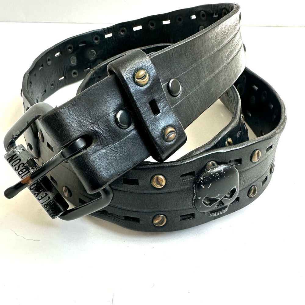 Harley-Davidson Skull Black Belt with Grommets 34